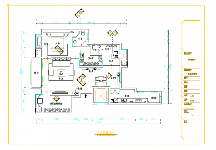 某地时尚现代工业风一居室样板间装修施工图含效果CAD图纸_图1