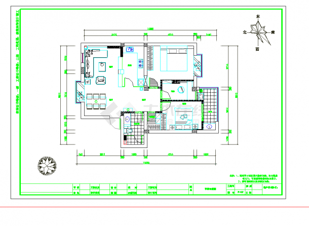 某地现代温馨两居室家装施工图含实景图CAD图纸-图二