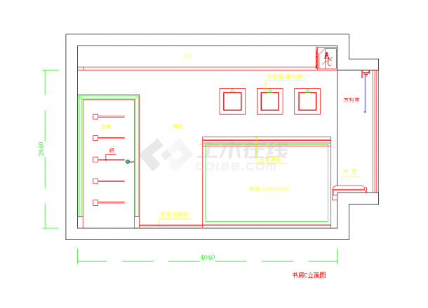 某地某简约三室两厅样板间装修图CAD图纸-图一
