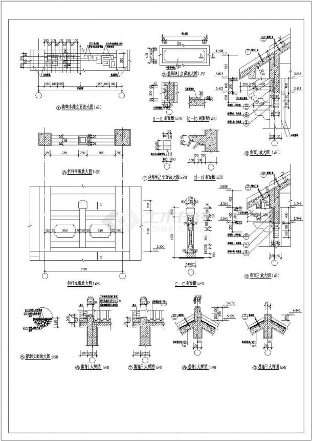 仿古管理用房建筑全套施工cad图-图二