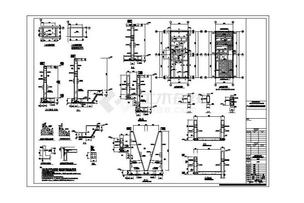 水池结构CAD设计详图-图一