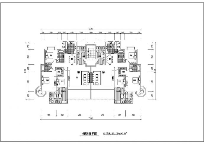 漳州H型户型平面布置详细建筑施工图_图1