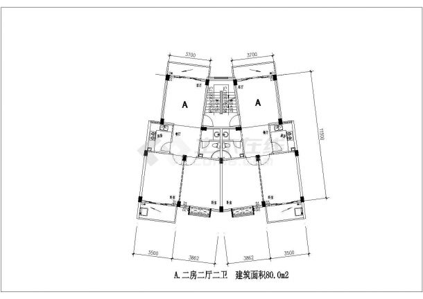 三明多层住宅户型详细建筑施工图-图二