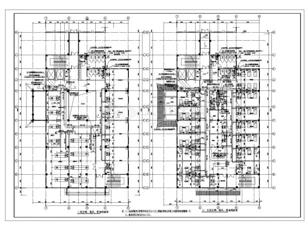 河南医院多层综合病房楼空调通风及防排烟系统设计CAD施工图-图二