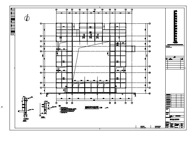 回字型布置单层餐饮混凝土结构施工图