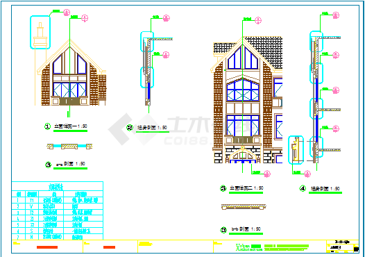 泉州某联排合院详细建筑施工图-图二