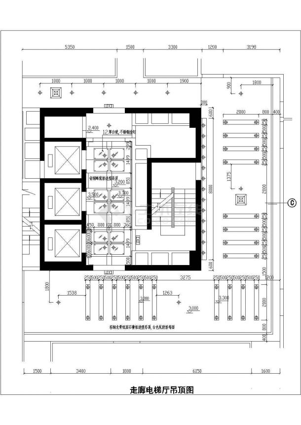 物委办公楼电梯厅全套施工cad图-图二