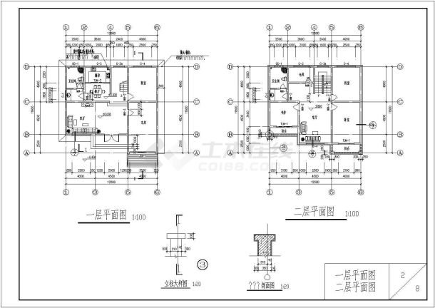 莆田小别墅建筑图全套施工cad图-图二