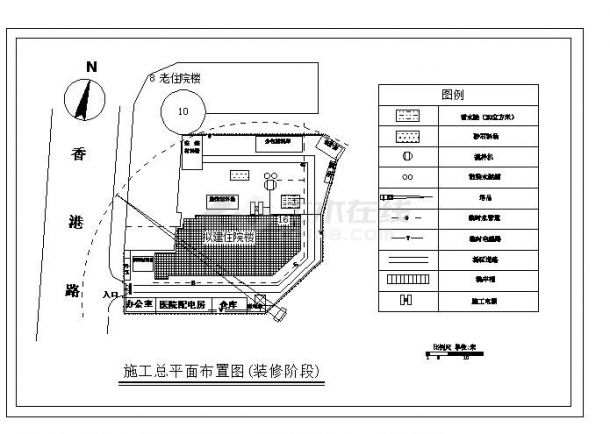 武汉某医院病房楼各阶段施工总平面布置图-图二