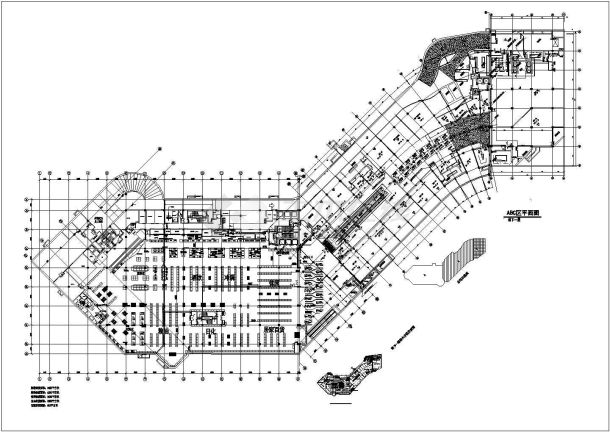 北京4层CBD商务区购物中心建筑施工设计cad图纸(各层平面图)-图一