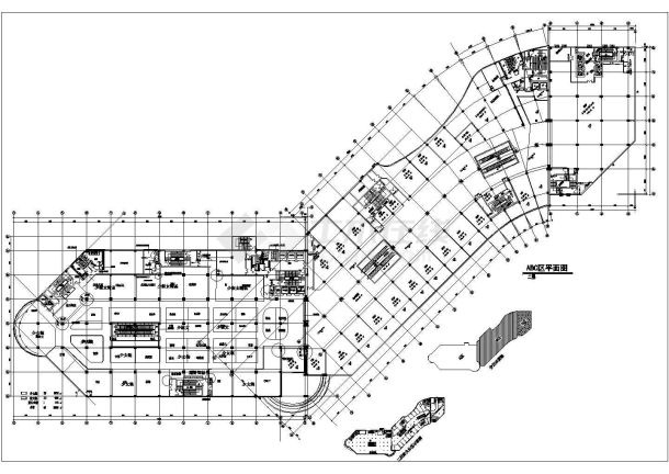 北京4层CBD商务区购物中心建筑施工设计cad图纸(各层平面图)-图二