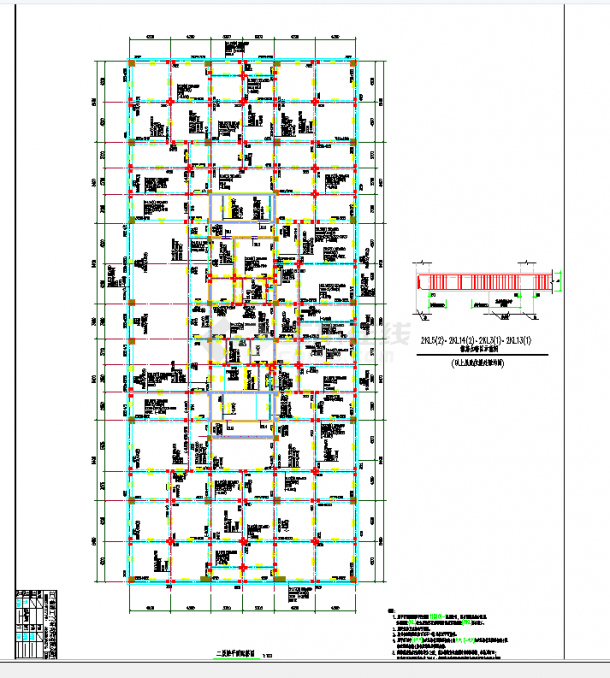 江苏地上八层框架剪力墙结构商务办公楼结构施工图CAD图纸-图一