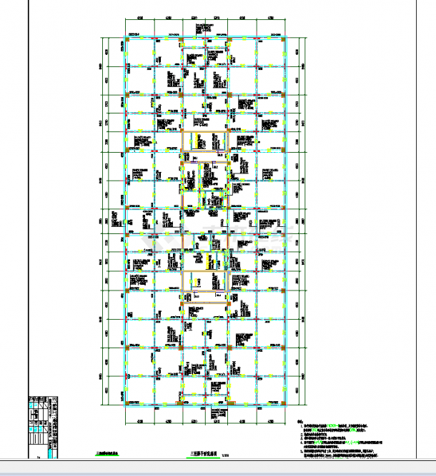 江苏地上八层框架剪力墙结构商务办公楼结构施工图CAD图纸-图二