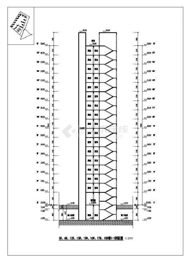 某地市高层户型结构建筑设计图-图一