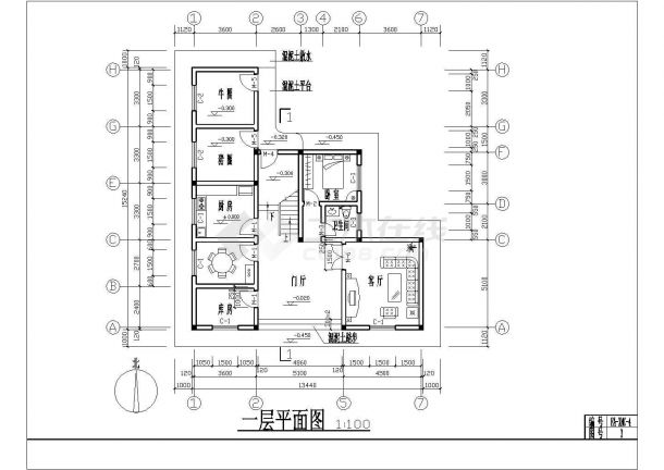 常熟某多层别墅楼施工全套设计cad图-图二
