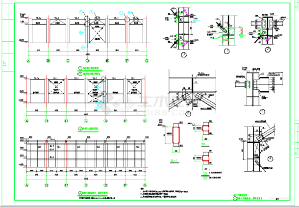 某地某轻钢厂房建筑结构全套CAD图纸-图二