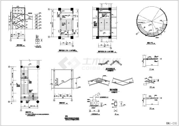 某会展中心楼梯节点构造设计施工CAD图纸-图一