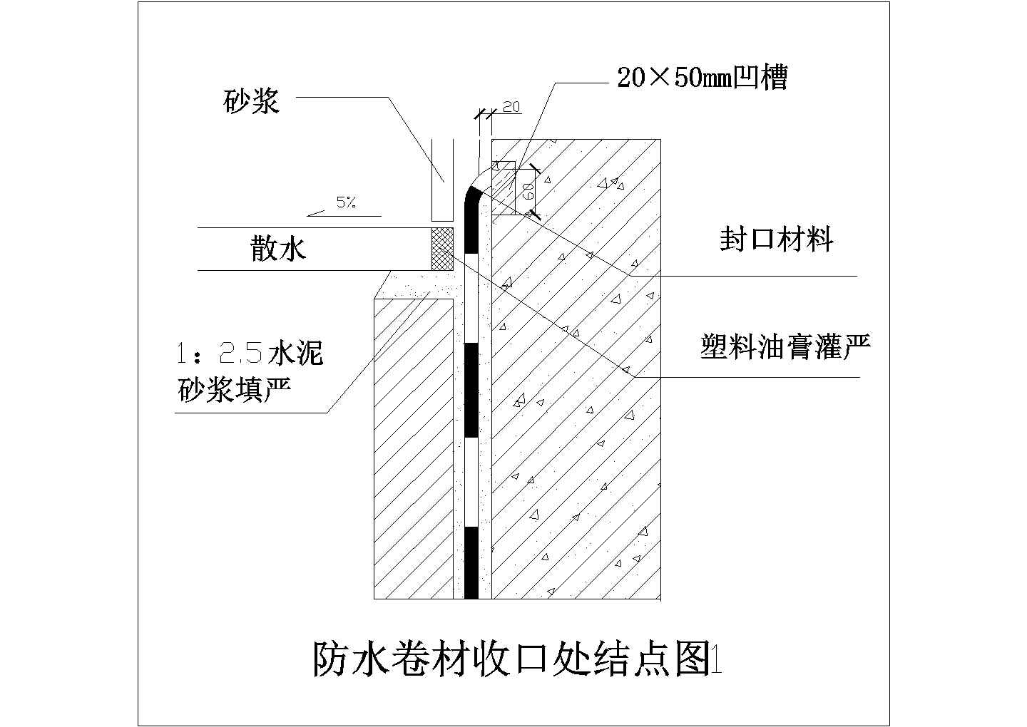 北京某公寓群卷材收口处节点图