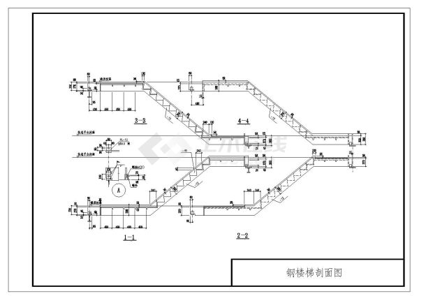 某城市钢楼梯结构大样节点构造设计CAD参考详图-图二