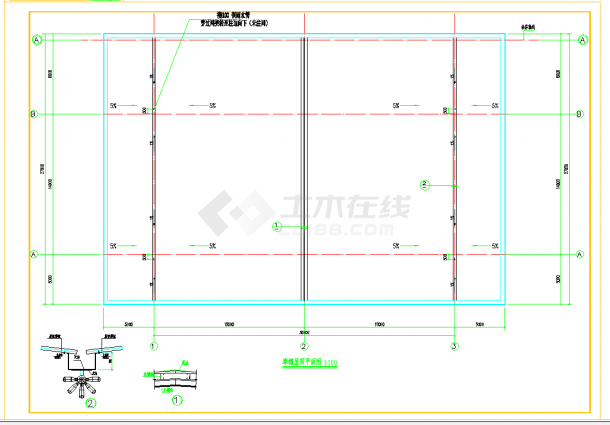 某地某加油站双层网架结构设计图CAD图纸-图二