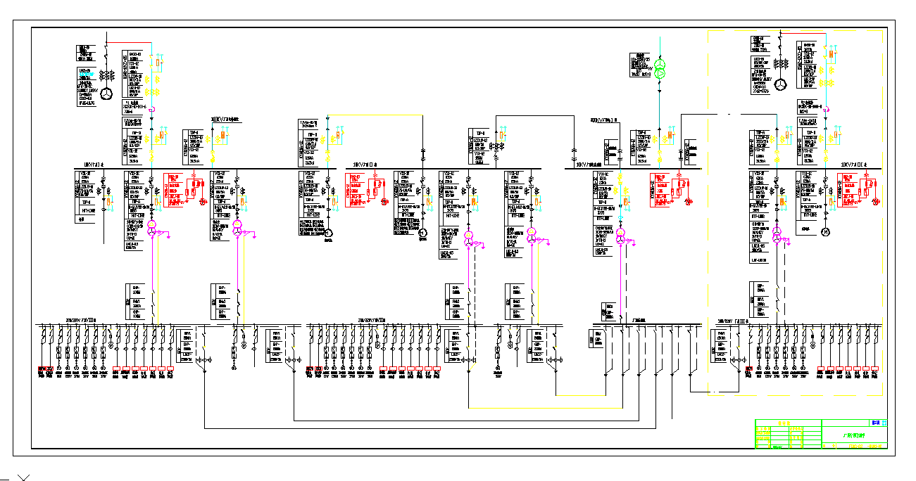 某地某大型发电厂一次接线图CAD图纸