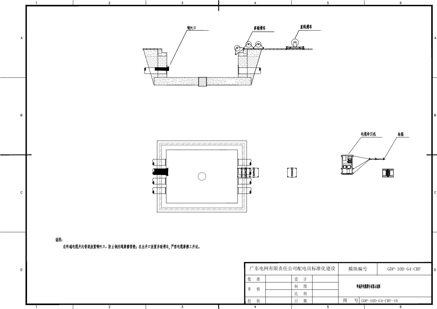 终端井电缆滑车布置示意图