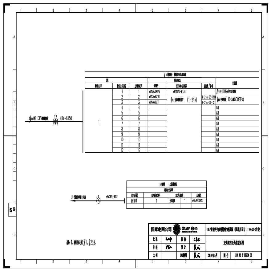 110-A2-2-D0204-06 主变压器测控柜光缆联系图.pdf-图一