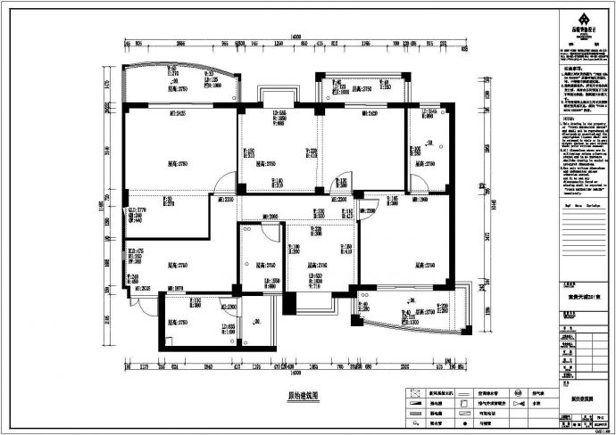 某3室2厅2卫平中式住宅楼装修施工全套设计cad图_图1