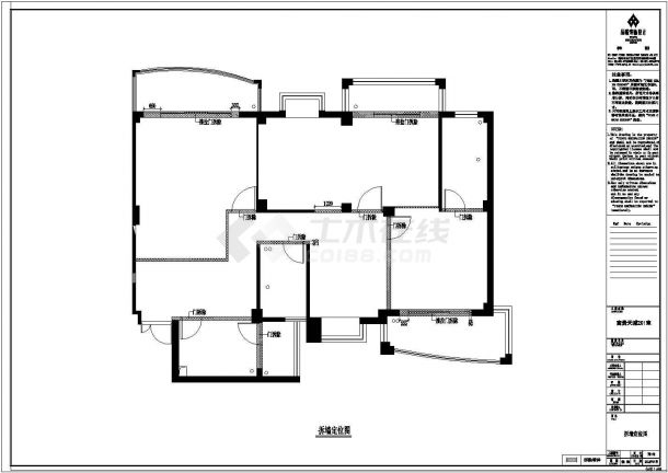 某3室2厅2卫平中式住宅楼装修施工全套设计cad图-图二
