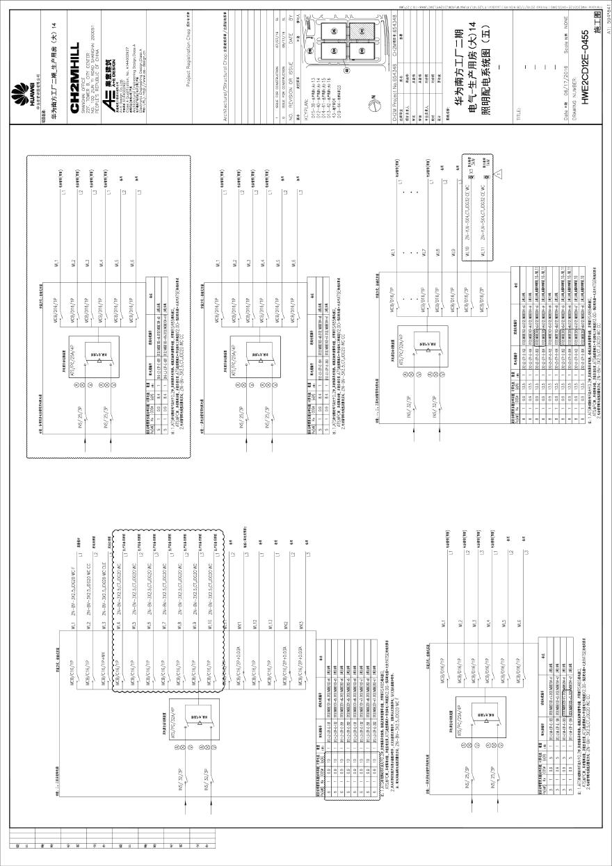 HWE2CD12E-0455电气-生产用房(大)14照明配电系统图（五）-.pdf-图一