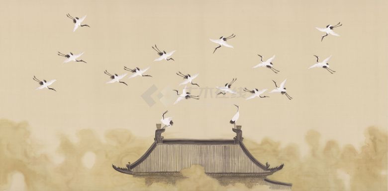 中式仙鹤图壁纸壁画 (20).jpg-图一