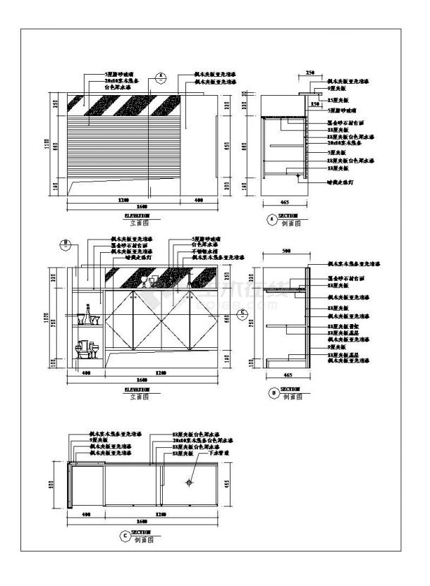 某城市吧台结构布置CAD参考详图-图二