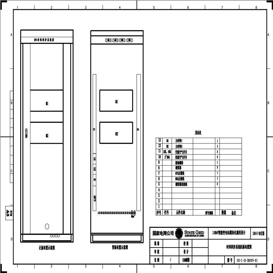 110- 时间同步系统柜面布置图.pdf-图一