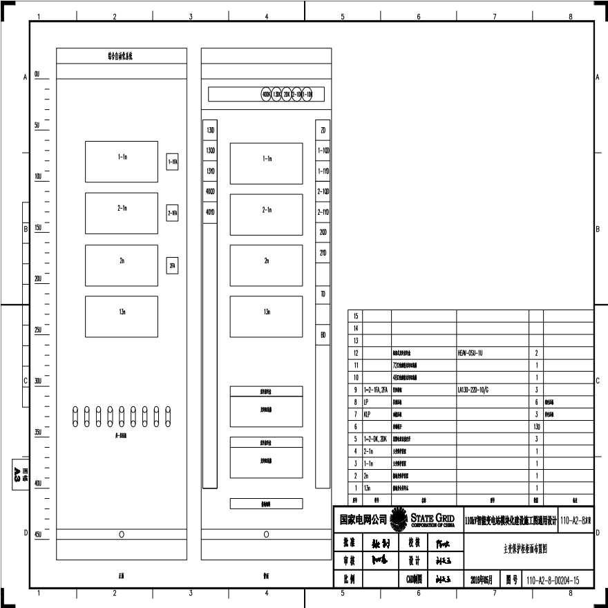 110-A2-8-D0204-15 主变压器保护柜柜面布置图.pdf-图一