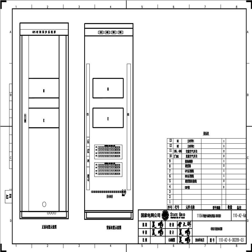 110-A2-6-D0209-03 时间同步系统柜面布置图.pdf-图一
