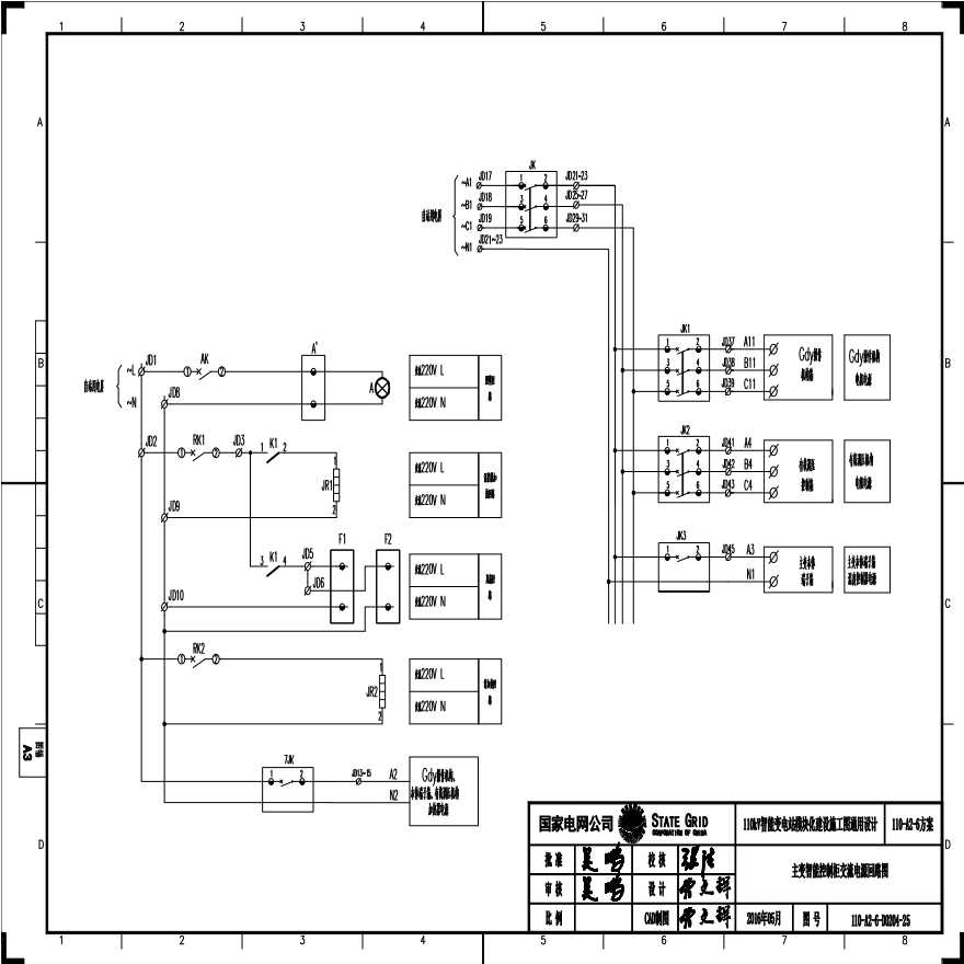 110-A2-6-D0204-25 主变压器智能控制柜交流电源回路图.pdf-图一