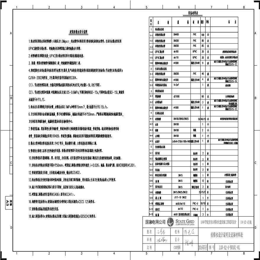 110-A2-4-S0101-01 给排水设计说明及设备材料表.pdf-图一