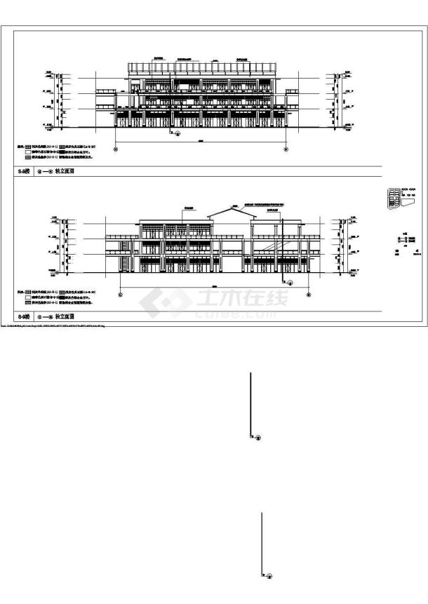 山东知名建材城新中式风格建筑施工设计全套cad图-图一