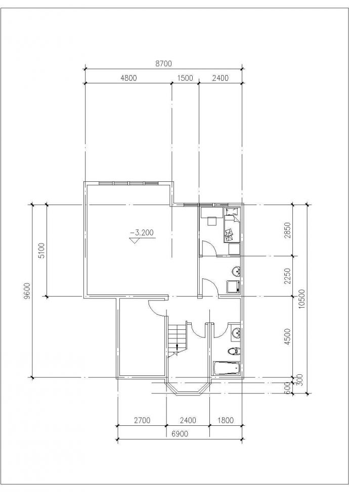 418平米双层混合结构独栋别墅建筑设计CAD图纸（含地下室层）_图1