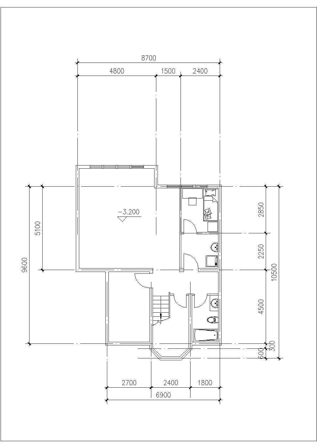 418平米双层混合结构独栋别墅建筑设计CAD图纸（含地下室层）