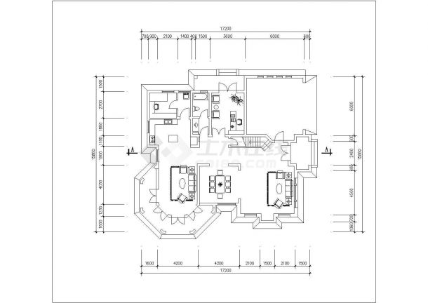 337平米2层混合结构单体别墅平面设计CAD图纸-图一