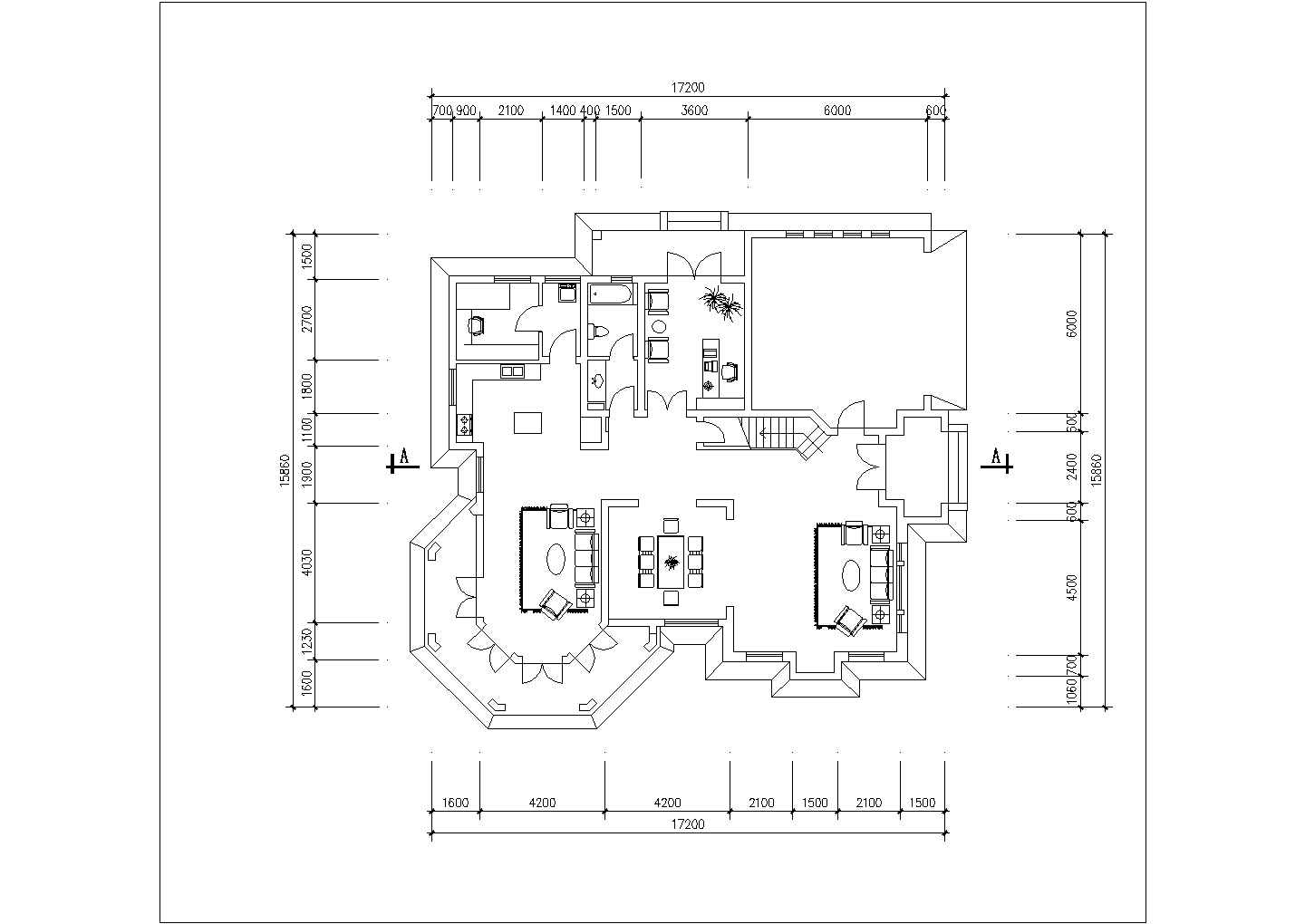 337平米2层混合结构单体别墅平面设计CAD图纸