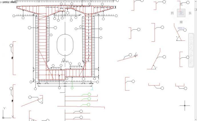 独塔扇形单索面预应力砼斜拉桥CAD施工图桥塔斜拉索张拉槽口及锚下钢筋构造_图1
