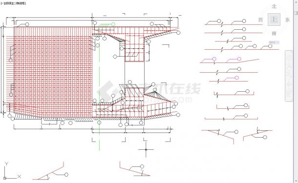 独塔扇形单索面预应力砼斜拉桥CAD施工图桥塔斜拉索张拉槽口及锚下钢筋构造-图二