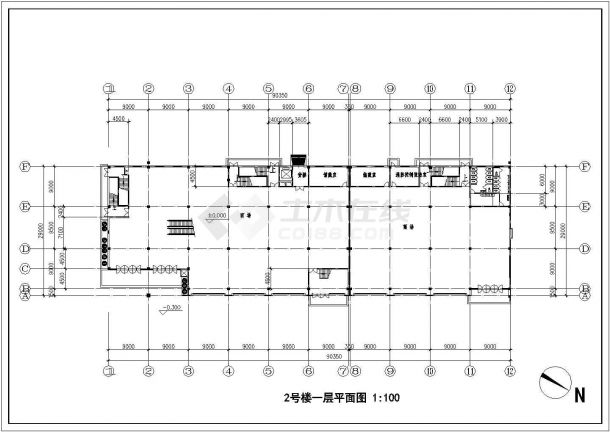 某多层办公综合楼全套建筑施工设计cad图纸（含效果图）-图二