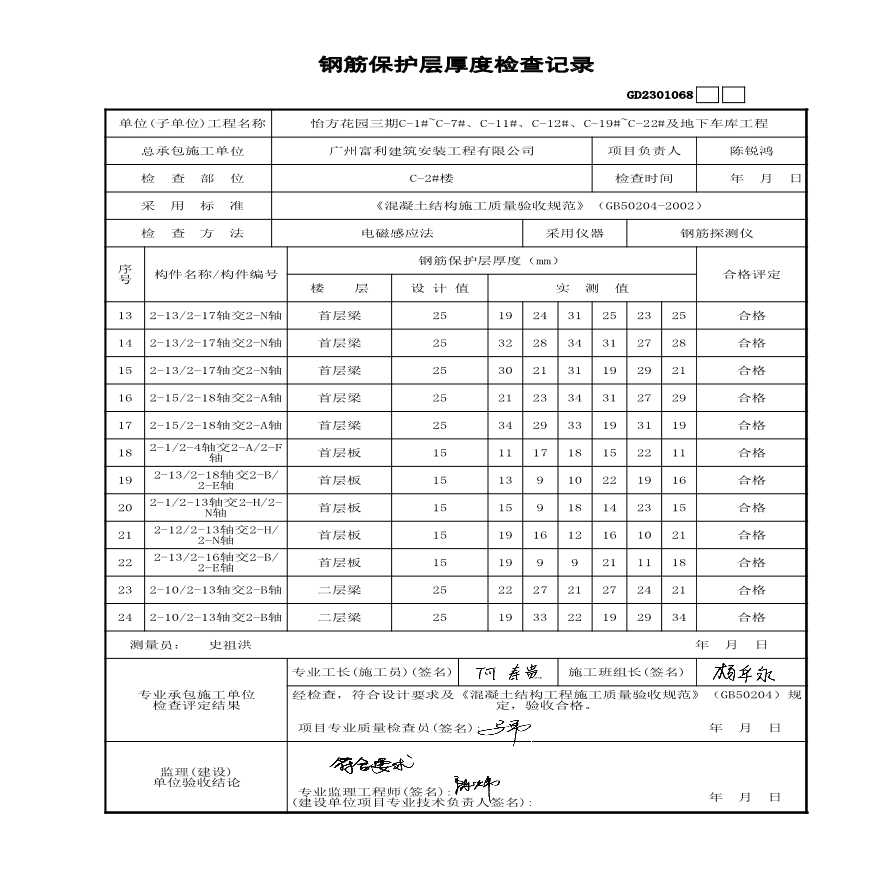 C-2#楼--钢筋保护层厚度检查记录--修改-图二