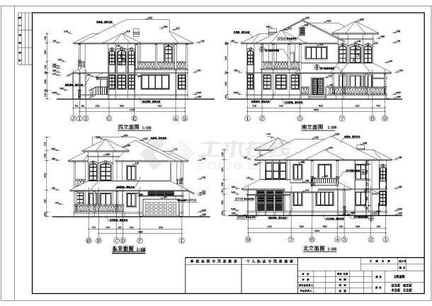 南通某别墅楼全套建筑施工设计cad图纸-图二