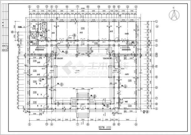 四合院式精品办公楼CAD建筑施工设计全套cad图-图一