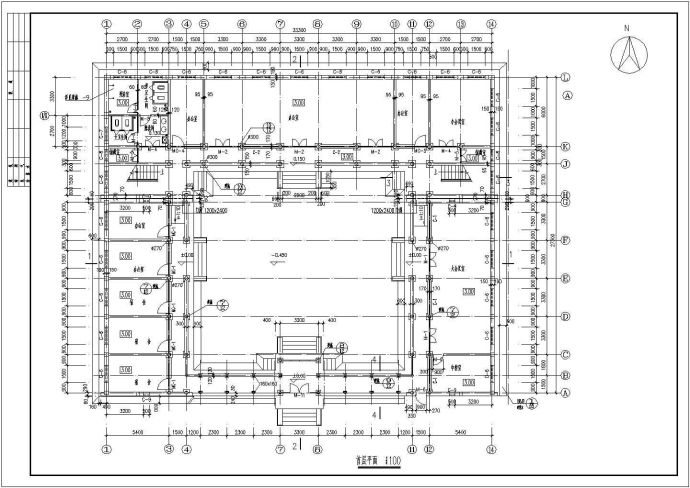 四合院式精品办公楼CAD建筑施工设计全套cad图_图1