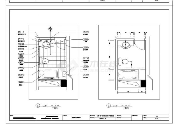 某城市酒店卫生间结构设计CAD参考详图-图二